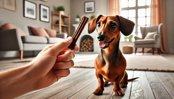 bully stick for puppies and bully stick for small dogs. Sausage dog and bully stick